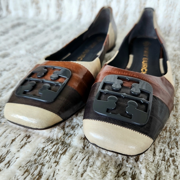 NWT Tory Burch "Georgia" Stripe Eel Leather Ballet Flats | Women's Size 7, 7.5 - Picture 4 of 14
